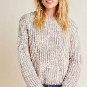 RAGA pastel metallic eyelash rib knit sweater EUC